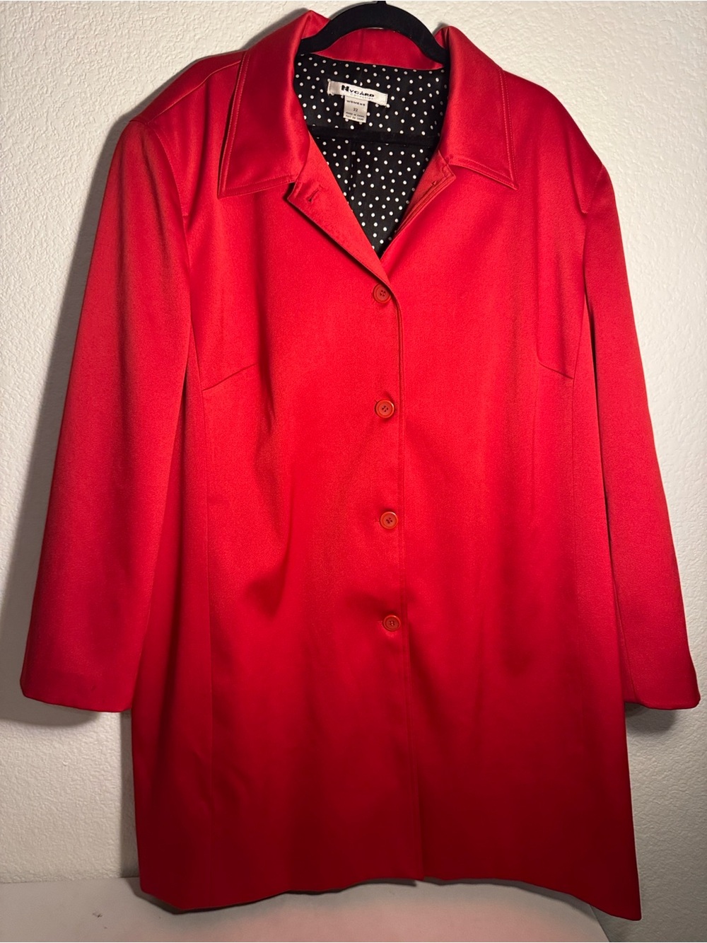 Nygard Collection Red Mid Trench Coat Polka Dot Size 22